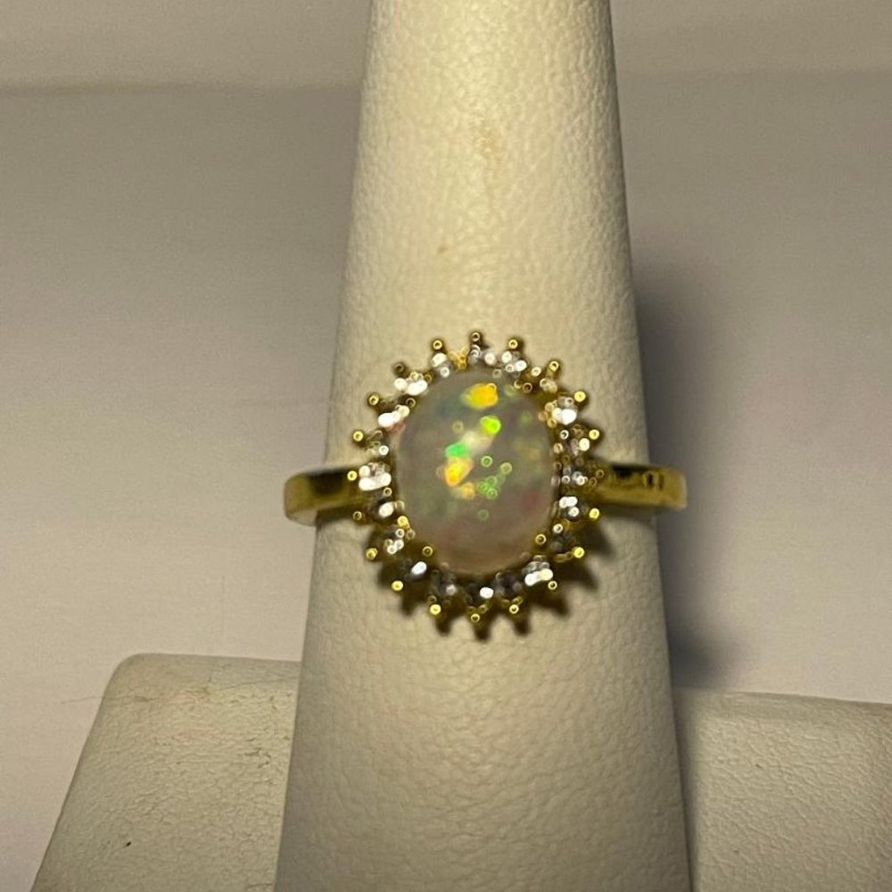 Opal and CZ Fashion Ring SZ 8
